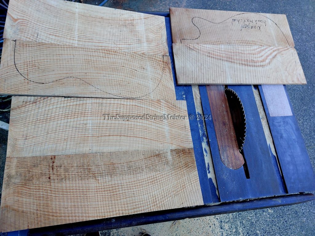 Norfolk Pine guitar cutouts for Telecaster and Duojet - book matched tops